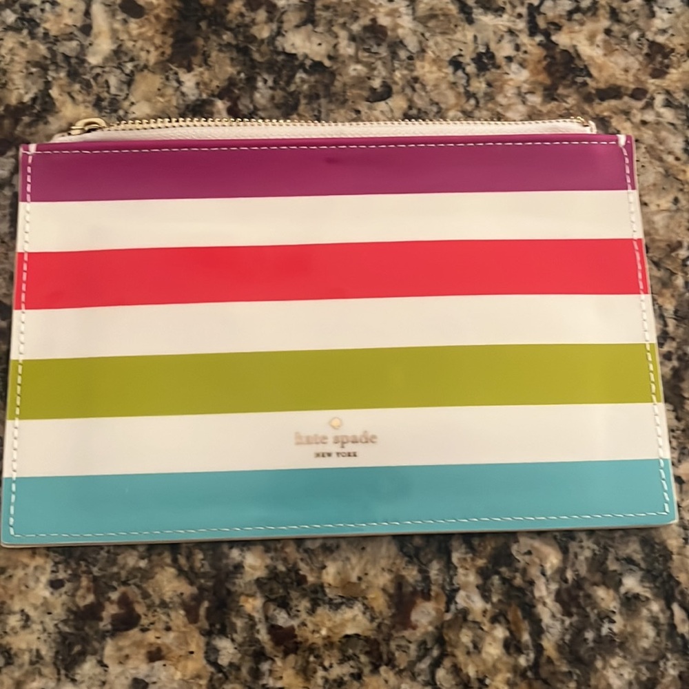 Kate Spade Color Block Striped makeup bag